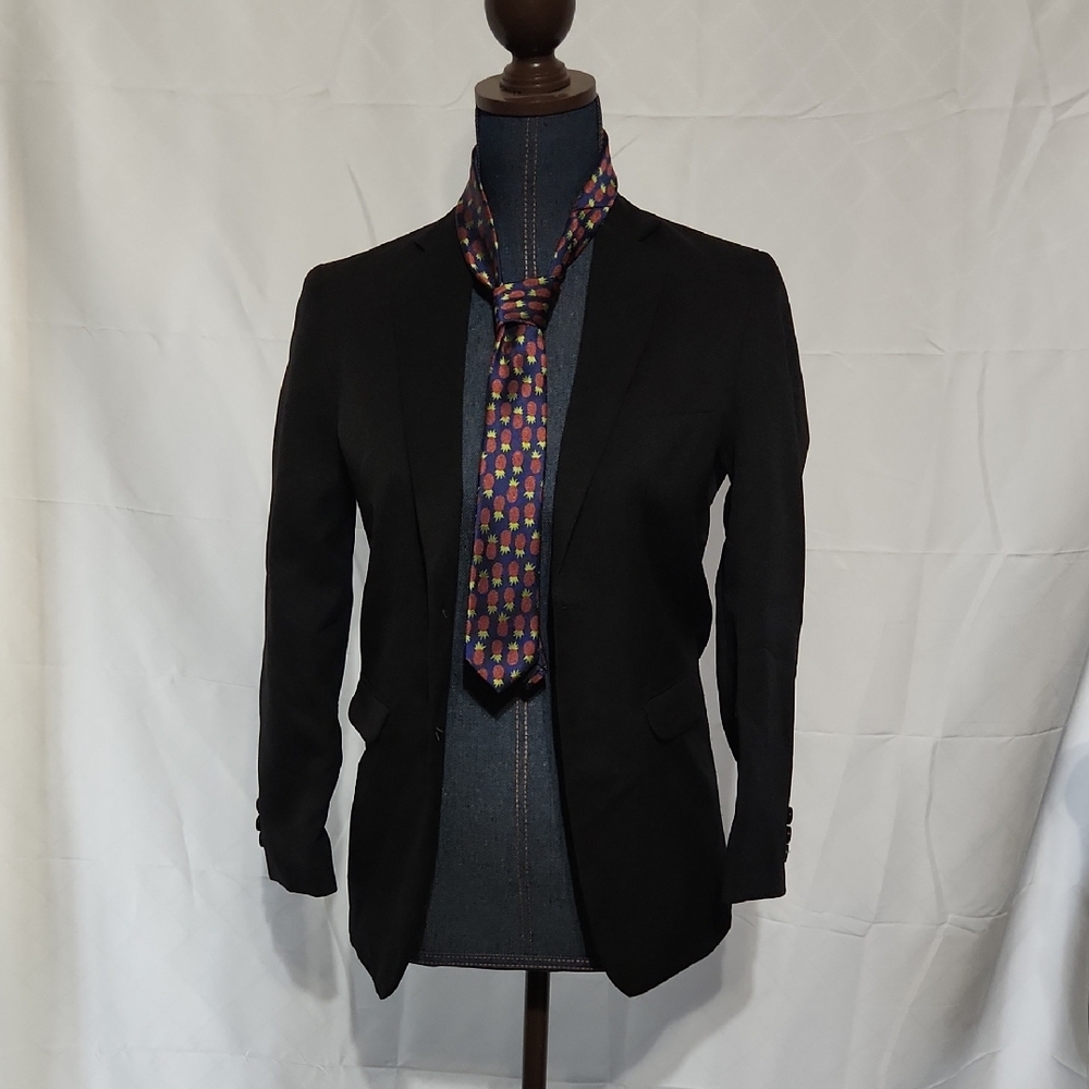 Boys Sz 14 Black Dockers Blazer With Lands End Tie